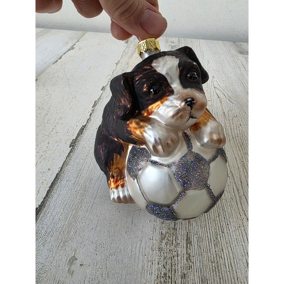 unbranded Other - Glass soccer‎ puppy dog ornament glitter cocker spaniel Xmas tree